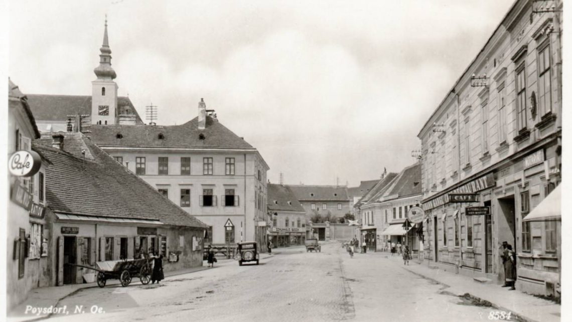 Postkarte von Poysdorf in der Zwischenkriegszeit © Stadtgemeinde Poysdorf