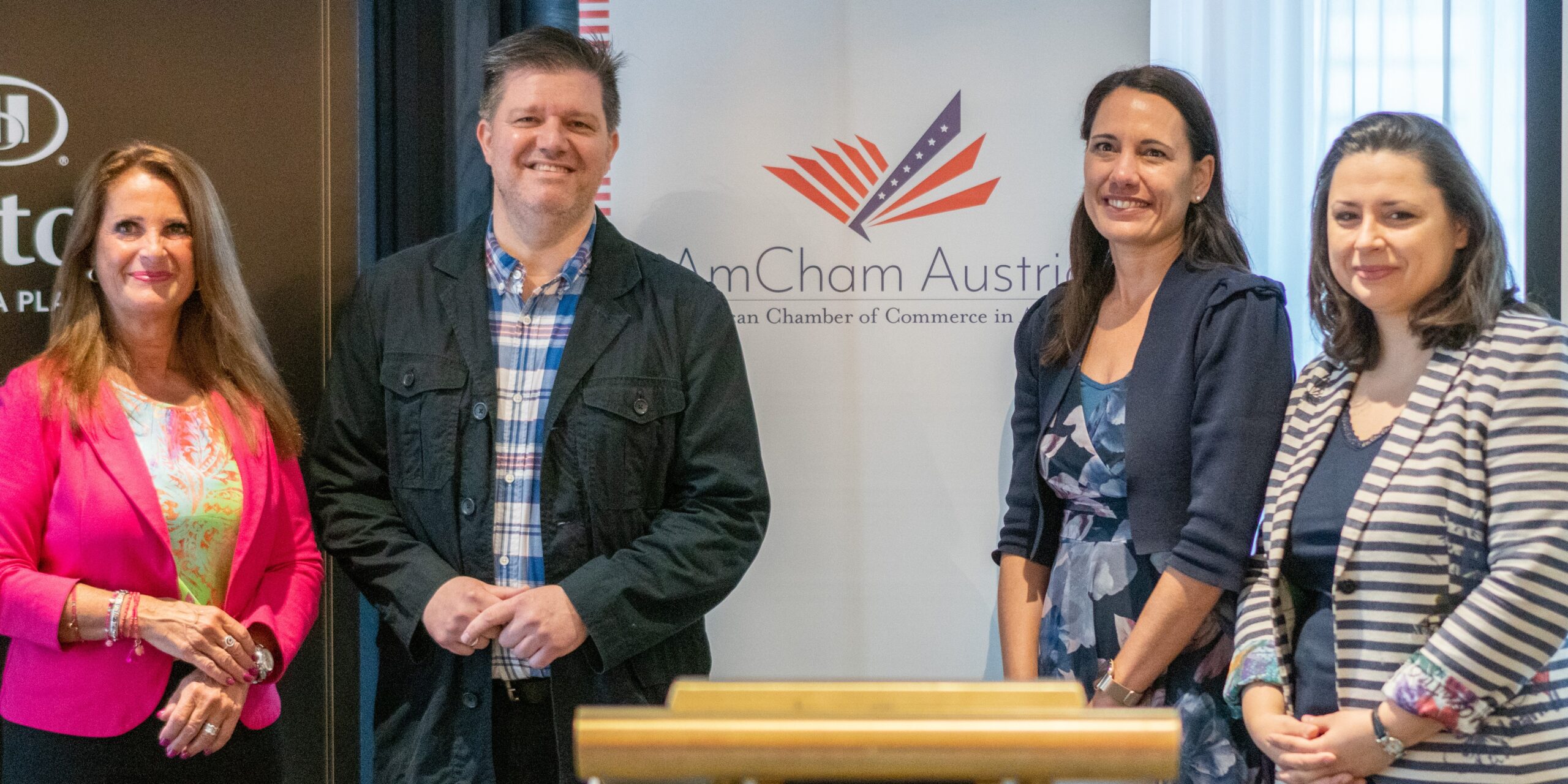 AmCham Talks Mai24 © Benedikt Novak v.l.n.r.: Susanne Reisinger-Anders (Generalsekretärin AmCham), Wolfgang Fasching-Kapfenberger (Unternehmenssprecher Google Austria), Carmen Greider (Country Manager Austria 3M), Lucy Georgieva, (Head of Government Affairs & Public Policy, Google Austria)
